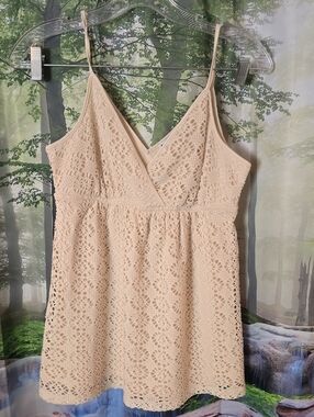 Express Cream Crochet Lace Tank Dress